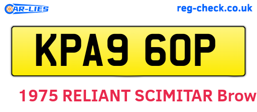 KPA960P are the vehicle registration plates.