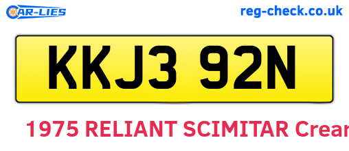 KKJ392N are the vehicle registration plates.