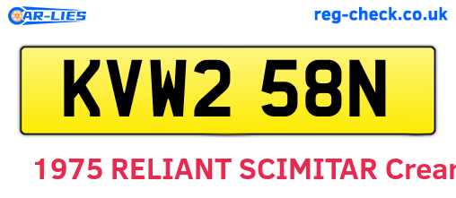 KVW258N are the vehicle registration plates.