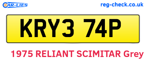 KRY374P are the vehicle registration plates.