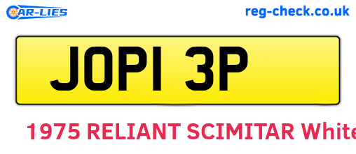 JOP13P are the vehicle registration plates.