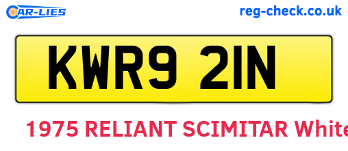 KWR921N are the vehicle registration plates.