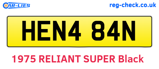 HEN484N are the vehicle registration plates.