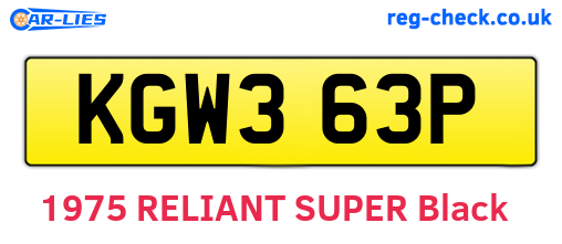 KGW363P are the vehicle registration plates.