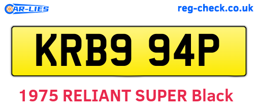 KRB994P are the vehicle registration plates.