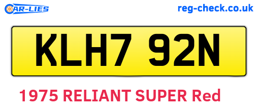 KLH792N are the vehicle registration plates.
