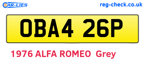 OBA426P are the vehicle registration plates.