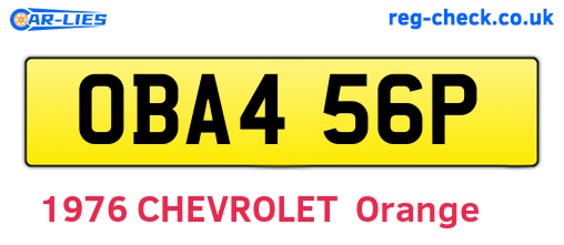 OBA456P are the vehicle registration plates.