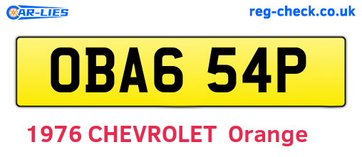 OBA654P are the vehicle registration plates.