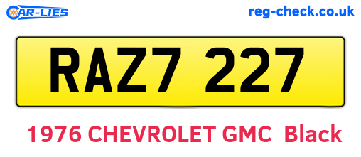 RAZ7227 are the vehicle registration plates.