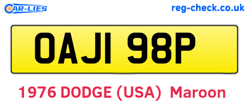 OAJ198P are the vehicle registration plates.