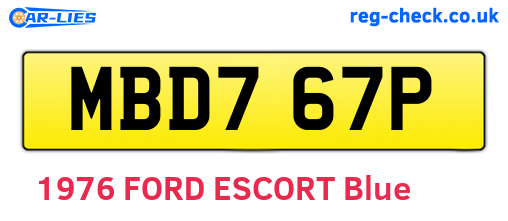 MBD767P are the vehicle registration plates.