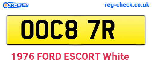 OOC87R are the vehicle registration plates.