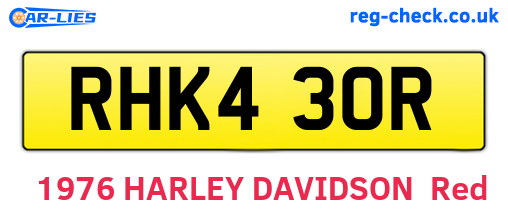 RHK430R are the vehicle registration plates.