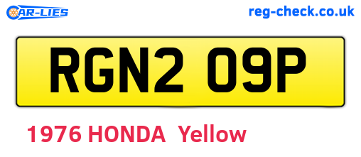 RGN209P are the vehicle registration plates.