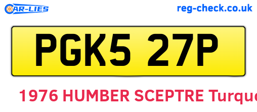 PGK527P are the vehicle registration plates.