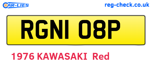RGN108P are the vehicle registration plates.
