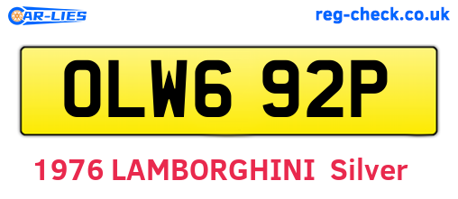 OLW692P are the vehicle registration plates.
