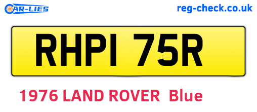 RHP175R are the vehicle registration plates.