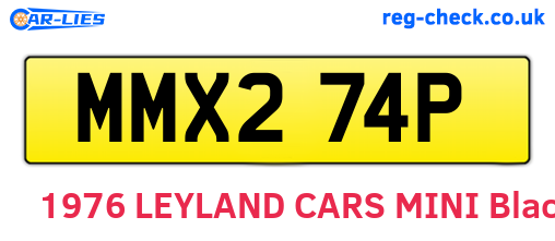 MMX274P are the vehicle registration plates.