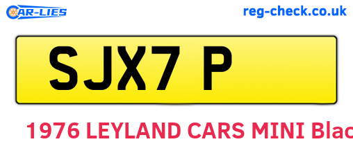 SJX7P are the vehicle registration plates.