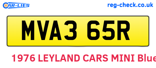 MVA365R are the vehicle registration plates.