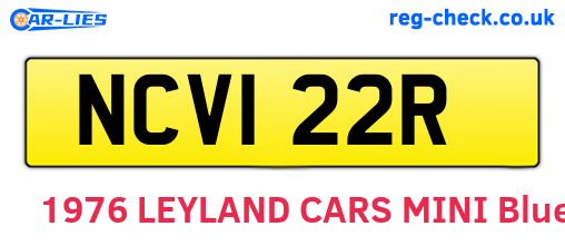 NCV122R are the vehicle registration plates.