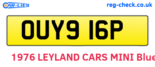 OUY916P are the vehicle registration plates.