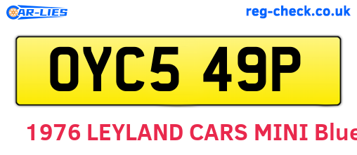 OYC549P are the vehicle registration plates.