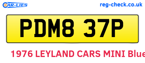 PDM837P are the vehicle registration plates.