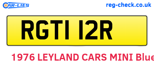 RGT112R are the vehicle registration plates.