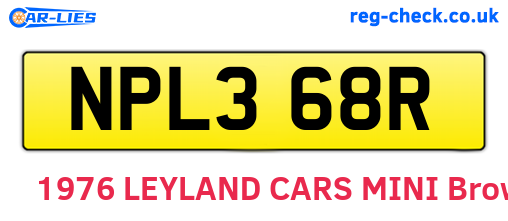 NPL368R are the vehicle registration plates.