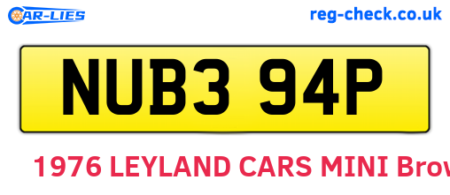NUB394P are the vehicle registration plates.