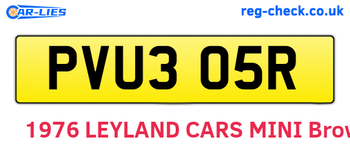 PVU305R are the vehicle registration plates.