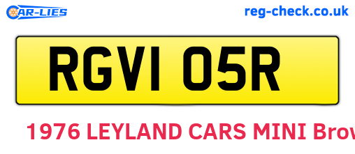 RGV105R are the vehicle registration plates.