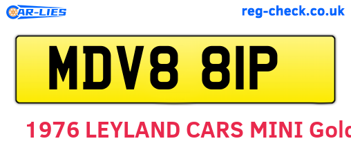 MDV881P are the vehicle registration plates.