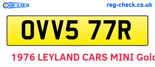 OVV577R are the vehicle registration plates.