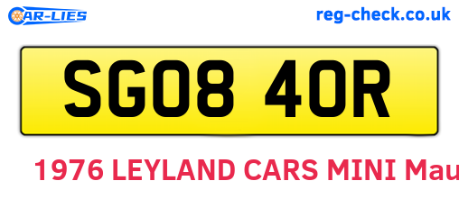 SGO840R are the vehicle registration plates.