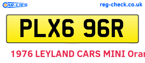 PLX696R are the vehicle registration plates.