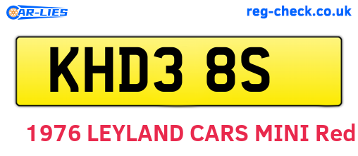 KHD38S are the vehicle registration plates.