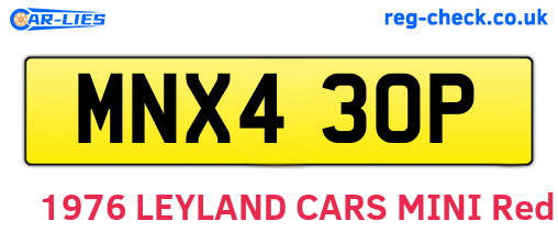 MNX430P are the vehicle registration plates.
