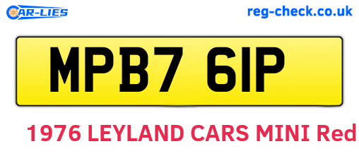 MPB761P are the vehicle registration plates.