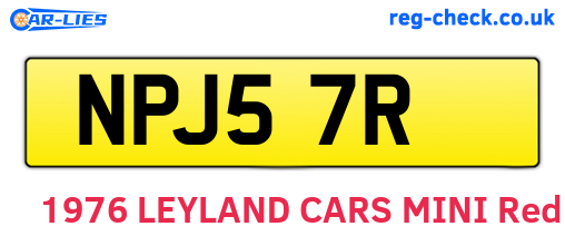 NPJ57R are the vehicle registration plates.