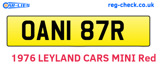 OAN187R are the vehicle registration plates.