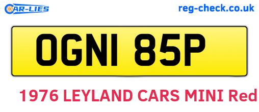 OGN185P are the vehicle registration plates.
