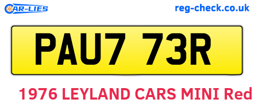 PAU773R are the vehicle registration plates.