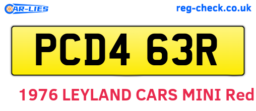 PCD463R are the vehicle registration plates.