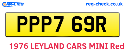 PPP769R are the vehicle registration plates.