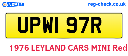 UPW197R are the vehicle registration plates.