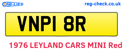 VNP18R are the vehicle registration plates.